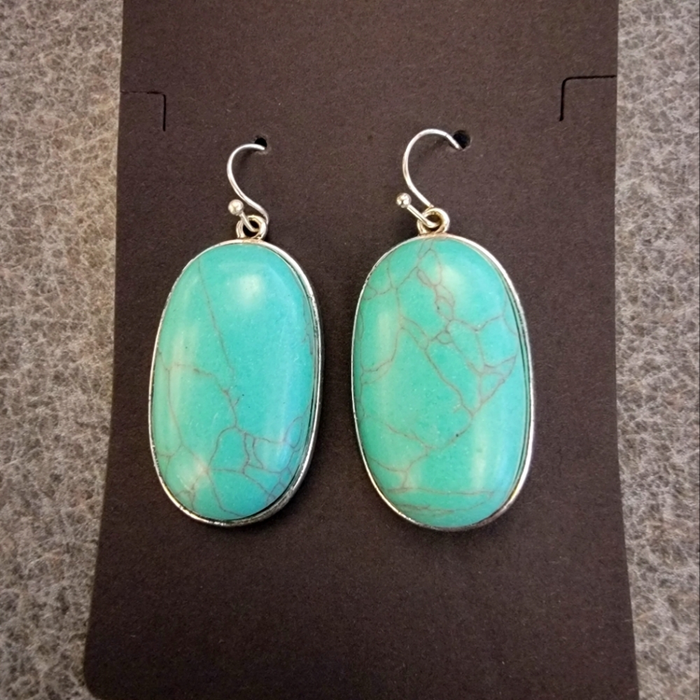Faux Turquoise Dangle Earrings